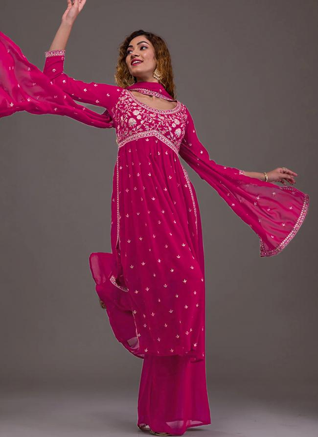 Georgette Pink Party Wear Sequence Work Readymade IndoWestern